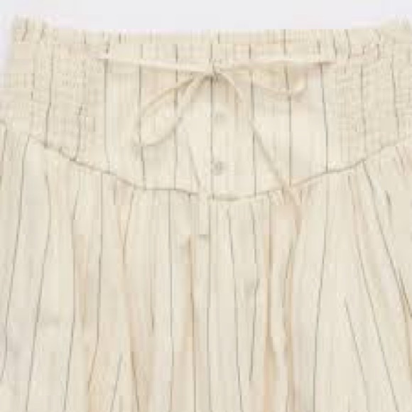Flare Midi Maxi Skirt Womens Natural White Pin Stripe Black + Tan Fully Lined - Picture 10 of 15